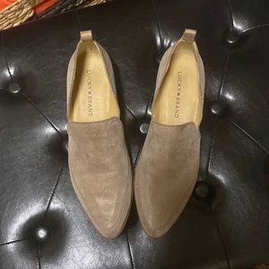 Lucky nude suede slip on slip on booties